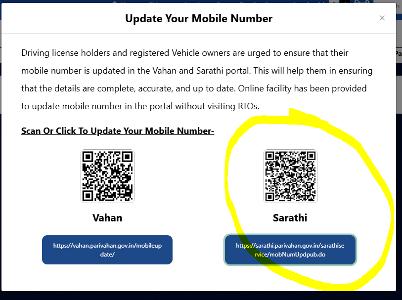 Driving licence with a mobile number